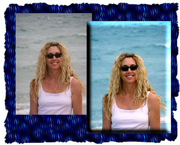 Photo Restoration.  Clarify Photo - Janelle at Dog Beach - Photo Restoration by SmileDogProductions.com